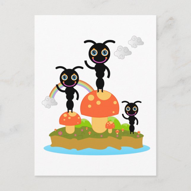 Cartão Postal Formigas e cogumelos (Frente)