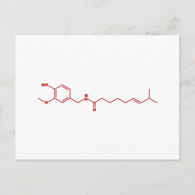 Cartão Postal Fórmula Química Molecular de Capsaicina Chili (Frente)