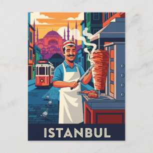 Cartão Postal Fornecedor Turco da Rua Kebab em Istambul