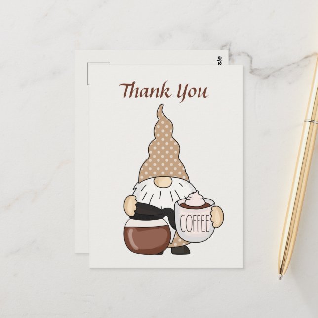 Cartão Postal Fornecedores de cafeteria de gnomo fofo adicionam  (Frente/Verso In Situ)