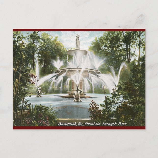 Cartão Postal Forsyth Park, Savannah 1906 Vintage (Frente)
