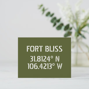 Cartão postal Fort Bliss Latitude Longitude