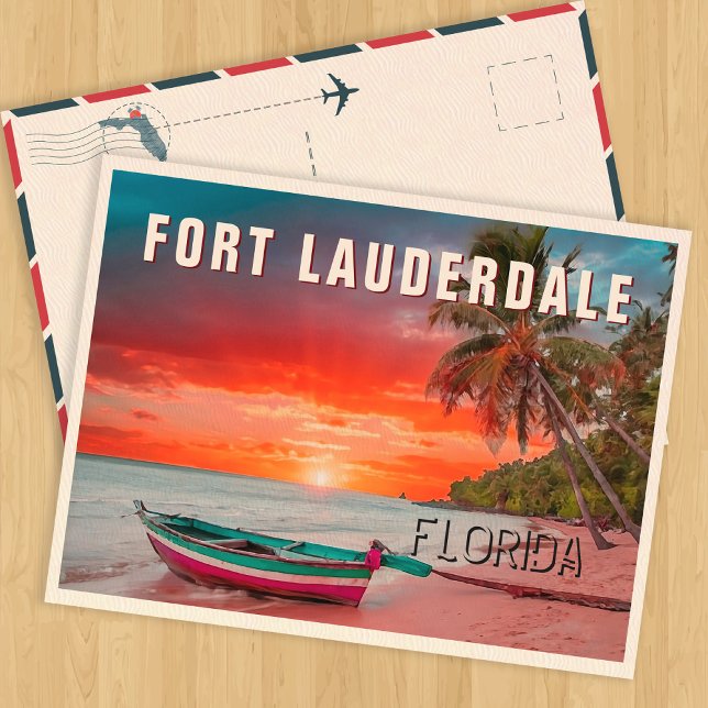 Cartão Postal Fort Lauderdale Florida Palm Tree Beach 1950s (Criador carregado)