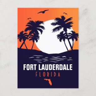 Cartão Postal Fort Lauderdale Flórida Praia Retro Tropical 60s