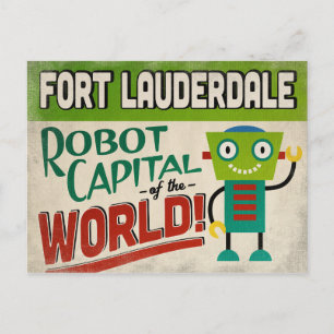Cartão Postal Fort Lauderdale Florida Robot - Engraçado Vintage