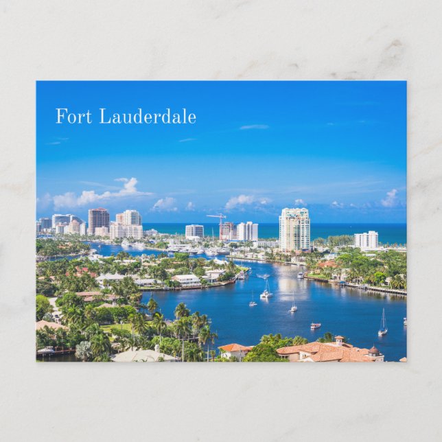 Cartão Postal Fort Lauderdale, Florida Summer City View (Frente)