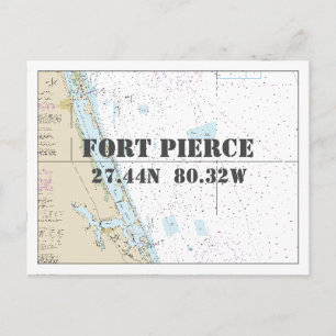 Cartão Postal Fort Pierce FL Gráfico náutico Latitude Longitud