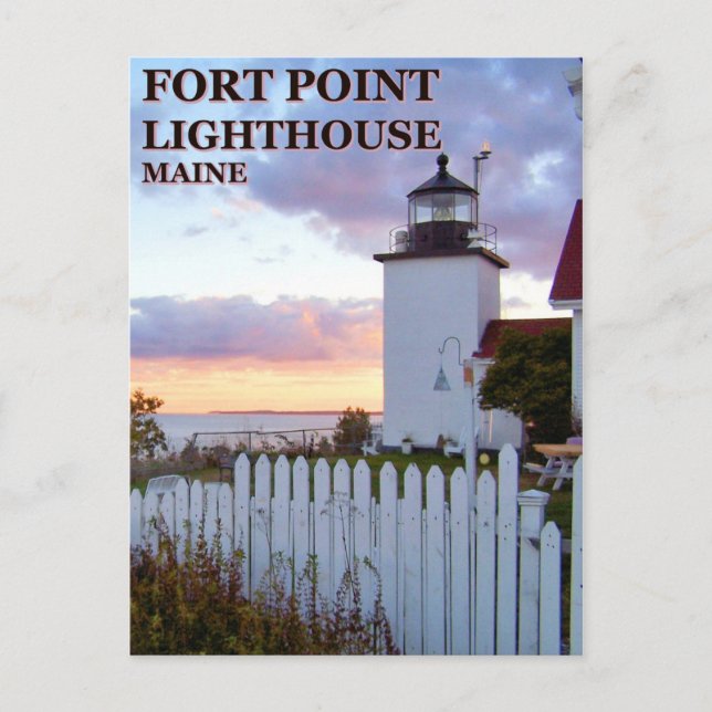 Cartão Postal Fort Point Lighthouse, Cartão-postal Maine (Frente)