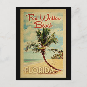 Cartão Postal Fort Walton Beach Palm Tree Viagens vintage