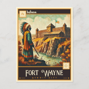 Cartão Postal Fort Wayne, Indiana Vintage