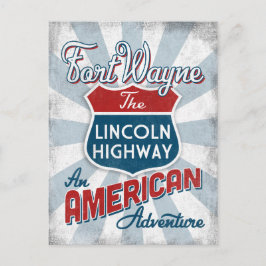 Cartão Postal Fort Wayne Lincoln Highway Vintage América Indiana
