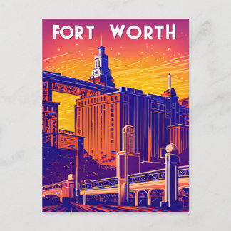 Cartão Postal Fort Worth, Cidade em Cores Vibrantes, Viagem
