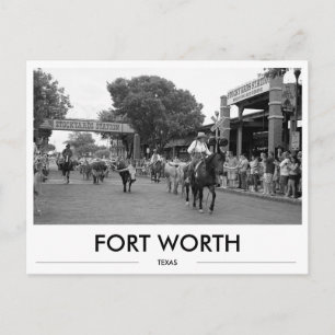 Cartão Postal Fort Worth Texas Presente Stockyards Preto e Branc