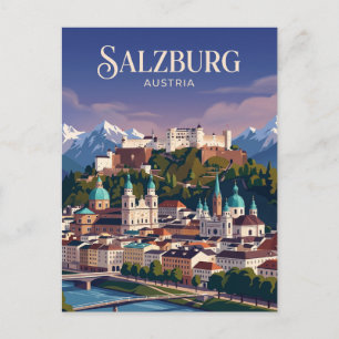 Cartão Postal Fortaleza de Hohensalzburg e Horizonte da Áustria