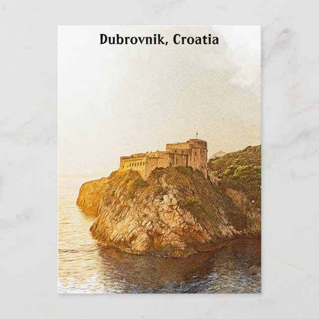 Cartão Postal Fortaleza Lovrijenac Dubrovnik Croácia (Frente)