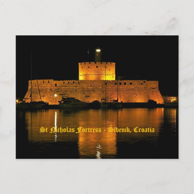 Cartão Postal Fortaleza Nicholas de rua - Šibenik, Croácia (Frente)