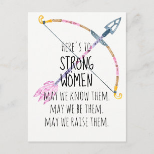 Cartão Postal Forte Motivacional Arco Seta para Mulheres Boho Fe