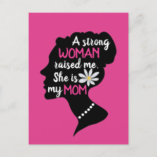 Cartão Postal Forte mulher mãe dia de as mães cor-de-rosa cita