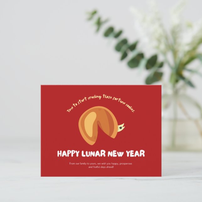 Cartão Postal Fortune Cookie Chinese Lunar New Year Design (Em pé/Frente)