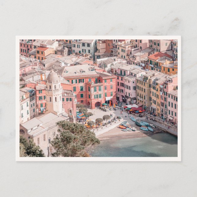 Cartão Postal Foto Aérea da Vila Italiana Vernazza Cinque Terre (Frente)