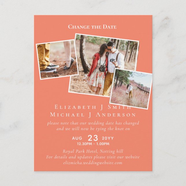 Cartão Postal FOTO Alterar os planos de data Adiando qualquer ev (Frente)