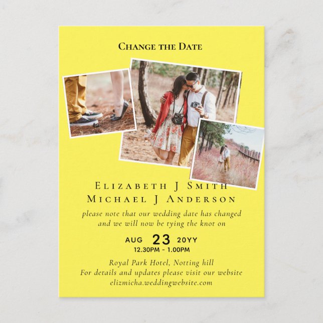 Cartão Postal FOTO Alterar os planos de data Adiando qualquer ev (Frente)