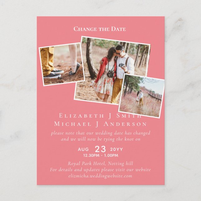 Cartão Postal FOTO Alterar os planos de data Adiando qualquer ev (Frente)