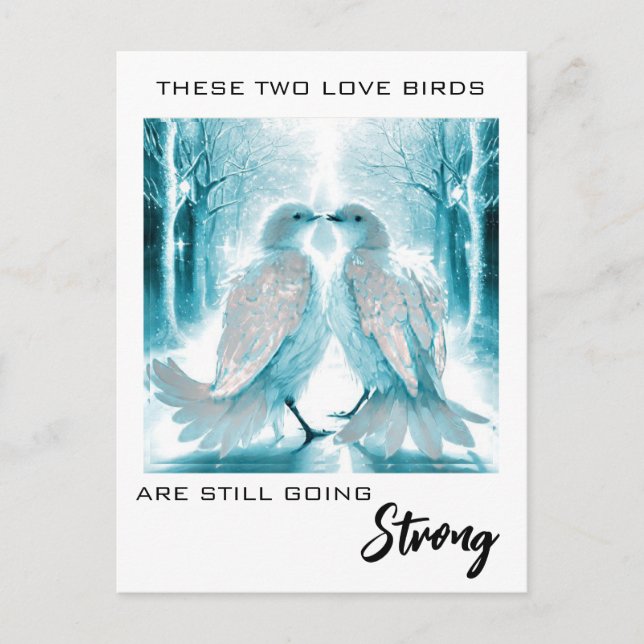 Cartão Postal *~* FOTO Aniversário Absracto  Pássaros Apaixonado (Frente)