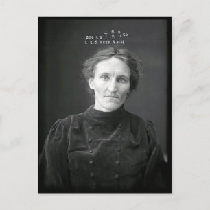 Cartão Postal Foto Antiga de Crime Criminal Mugshot Preto e Bran