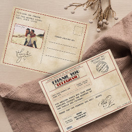 Cartão Postal Foto antiga Obrigado fora de moda editável