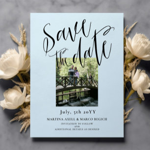 Cartão Postal Foto azul clara Salvar data