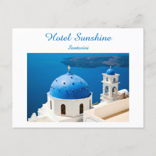 Cartão Postal Foto azul e texto da Igreja Grécia Hotel Santorini