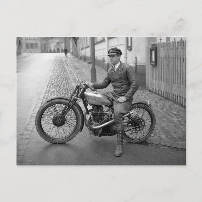 Cartão Postal Foto B&W da Royal Enfield, 1930 (Frente)