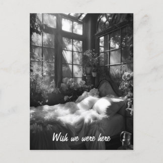 Cartão Postal Foto B&W do boudoir do jardim