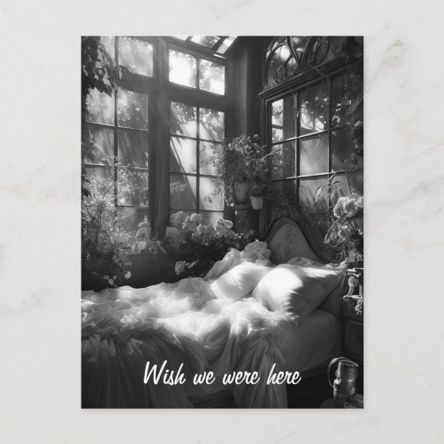 Cartão Postal Foto B&W do boudoir do jardim (Frente)