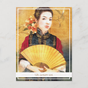 Cartão Postal Foto bonita vibrante de senhora chinesa oriental