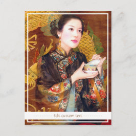 Cartão Postal Foto bonita vibrante de senhora chinesa oriental