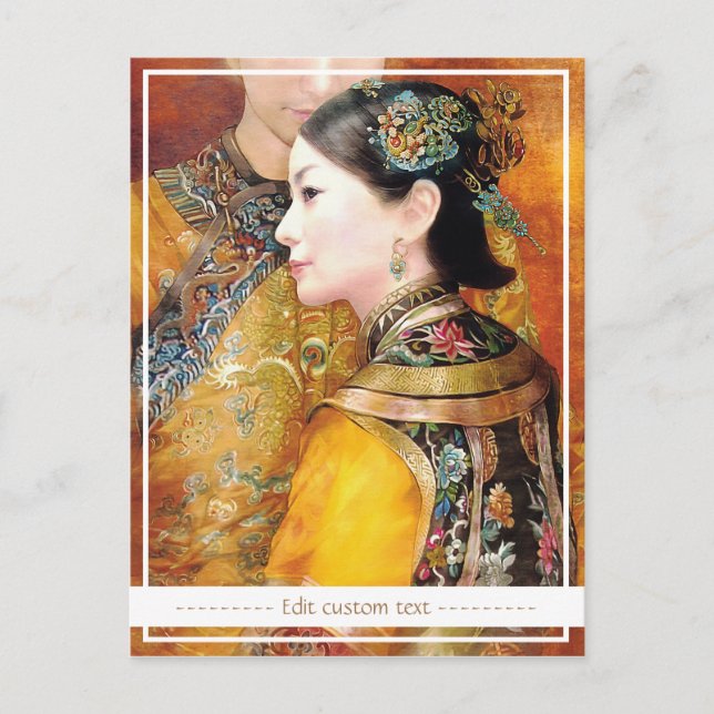 Cartão Postal Foto bonita vibrante de senhora chinesa oriental (Frente)