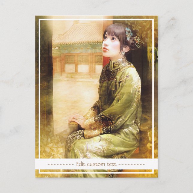 Cartão Postal Foto bonita vibrante de senhora chinesa oriental (Frente)