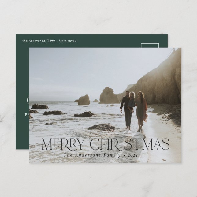 Cartão Postal Foto botânica verde-verde-azul (Frente/Verso)