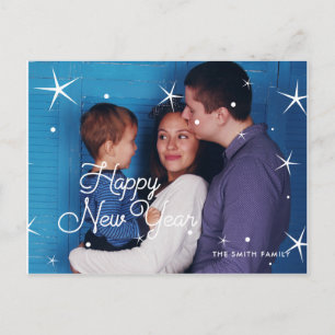 Cartão Postal Foto clássica de família de Ano Novo Feliz