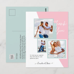 Cartão Postal Foto Collage OBRIGADO VOCÊ Casamento/Bebê/Formando