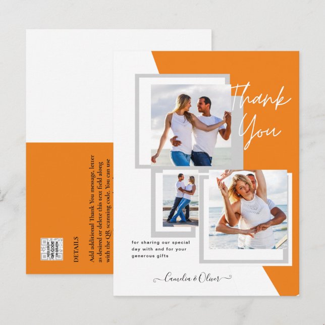 Cartão Postal Foto Collage OBRIGADO VOCÊ Casamento/Bebê/Formando (Frente/Verso)