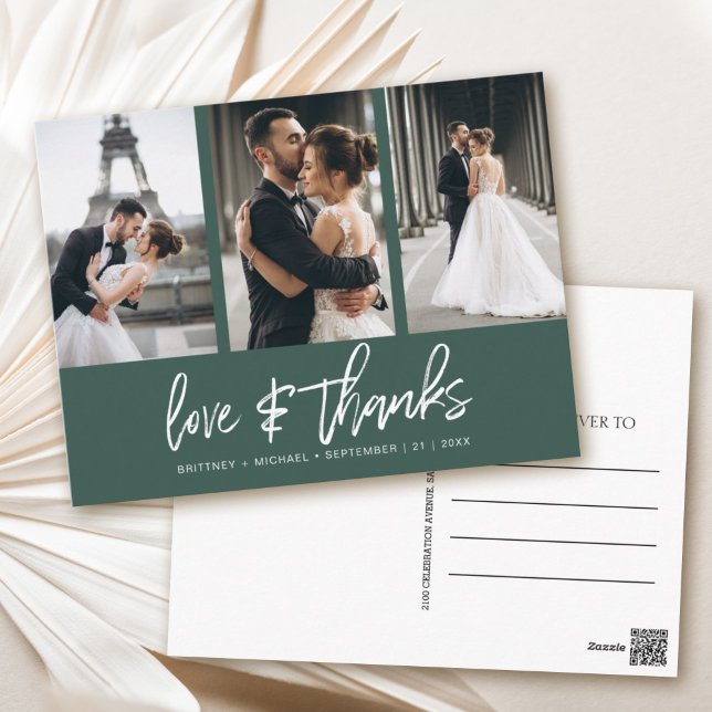 Cartão Postal Foto com Carta Mão Verde Floresta Verde Obrigado (Show your appreciation to your loved ones with an awesome photo thank-you card!)