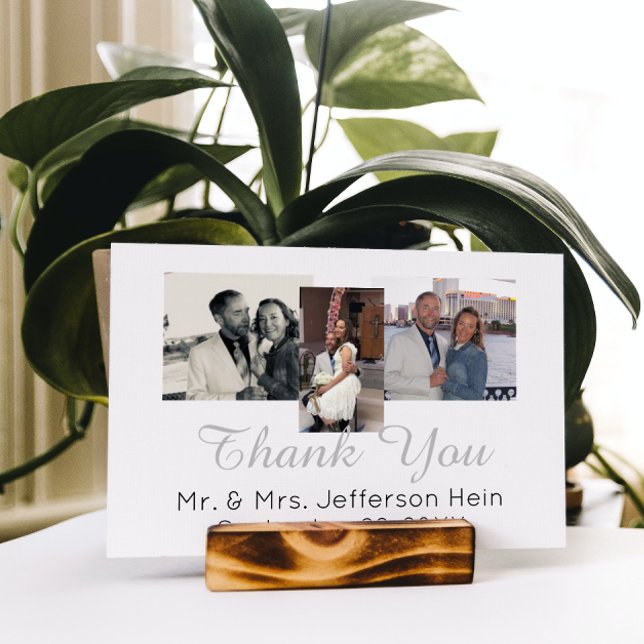 Cartão Postal Foto com Letra de Mão Casamento de Colagem Obrigad (Criador carregado)