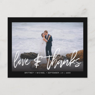 Cartão Postal Foto com Obrigados de Amor Moderno, com Letra Mão