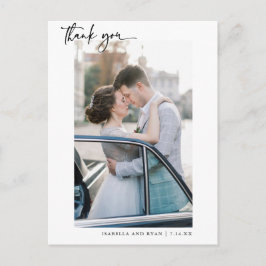 Cartão Postal Foto da caligrafia do casamento moderno Obrigado