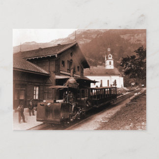 Cartão Postal Foto da estação de trem antiquada Rigi