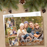 Cartão Postal Foto da Família 4 de Feriados Felizes de Escova<br><div class="desc">Cartão-postal de Feriados Feliz do Script de Pincel Moderno</div>