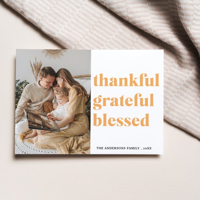 Cartão Postal Foto da família | Agradecido, Abençoado (Criador carregado)